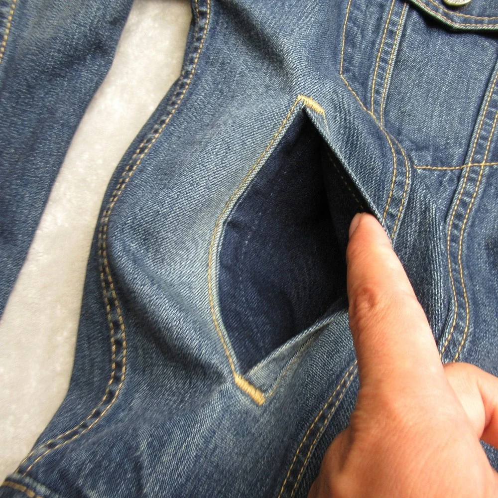 Levis Denim Jacket Men Medium Blue Button Relaxed‎ Trucker Hippie Whisker Patch - Picture 10 of 16